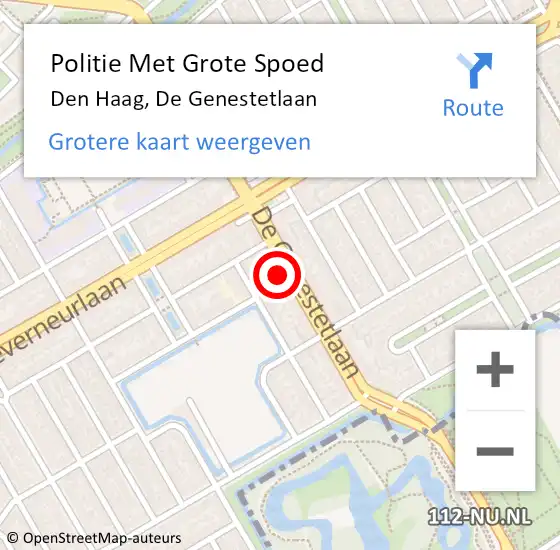Locatie op kaart van de 112 melding: Politie Met Grote Spoed Naar Den Haag, De Genestetlaan op 6 maart 2024 08:05