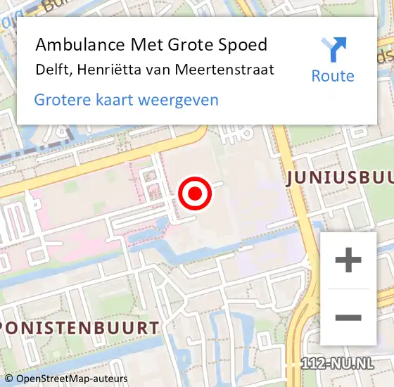 Locatie op kaart van de 112 melding: Ambulance Met Grote Spoed Naar Delft, Henriëtta van Meertenstraat op 6 maart 2024 08:14