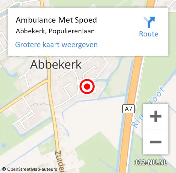 Locatie op kaart van de 112 melding: Ambulance Met Spoed Naar Abbekerk, Populierenlaan op 15 oktober 2013 21:56