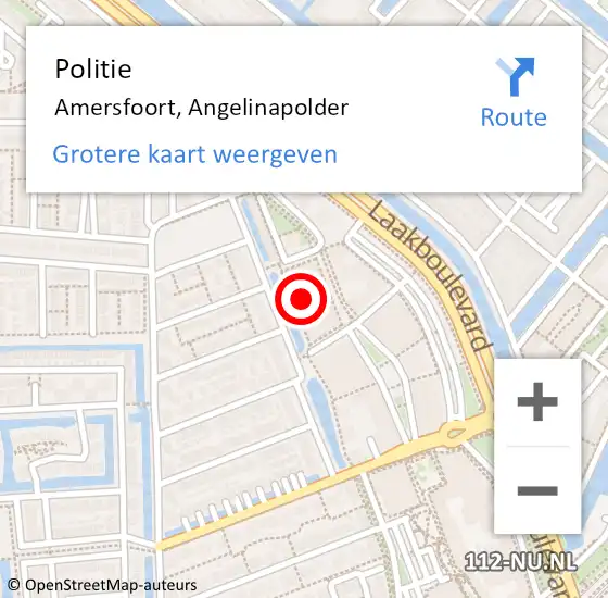 Locatie op kaart van de 112 melding: Politie Amersfoort, Angelinapolder op 6 maart 2024 08:32