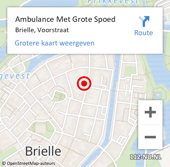 Locatie op kaart van de 112 melding: Ambulance Met Grote Spoed Naar Brielle, Voorstraat op 6 maart 2024 09:06