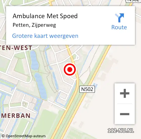 Locatie op kaart van de 112 melding: Ambulance Met Spoed Naar Petten, Zijperweg op 6 maart 2024 09:44