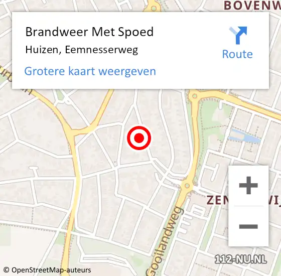 Locatie op kaart van de 112 melding: Brandweer Met Spoed Naar Huizen, Eemnesserweg op 6 maart 2024 09:57