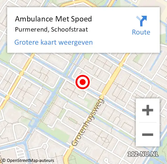 Locatie op kaart van de 112 melding: Ambulance Met Spoed Naar Purmerend, Schoofstraat op 6 maart 2024 10:16