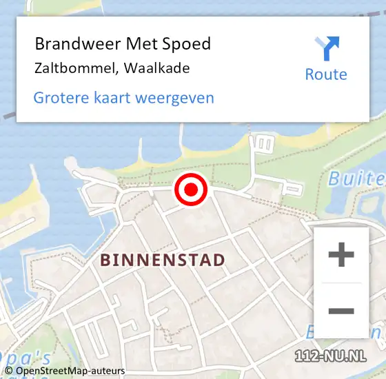 Locatie op kaart van de 112 melding: Brandweer Met Spoed Naar Zaltbommel, Waalkade op 6 maart 2024 10:33