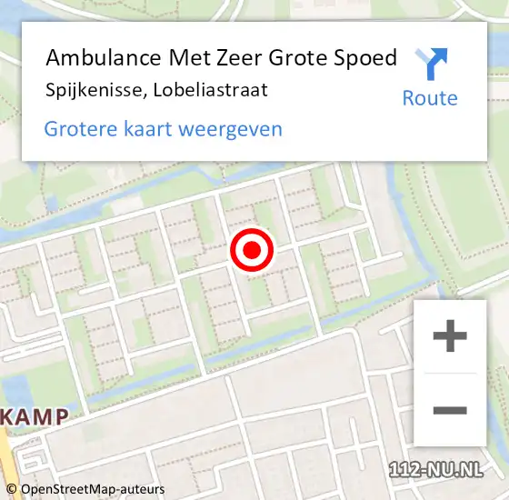 Locatie op kaart van de 112 melding: Ambulance Met Zeer Grote Spoed Naar Spijkenisse, Lobeliastraat op 6 maart 2024 10:36