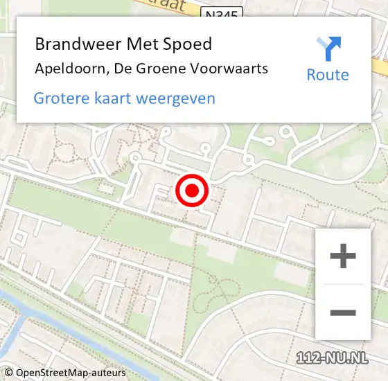 Locatie op kaart van de 112 melding: Brandweer Met Spoed Naar Apeldoorn, De Groene Voorwaarts op 6 maart 2024 10:37