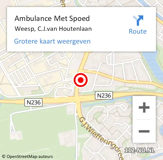 Locatie op kaart van de 112 melding: Ambulance Met Spoed Naar Weesp, C.J.van Houtenlaan op 6 maart 2024 10:49