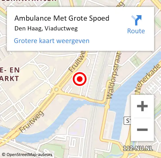 Locatie op kaart van de 112 melding: Ambulance Met Grote Spoed Naar Den Haag, Viaductweg op 6 maart 2024 10:53