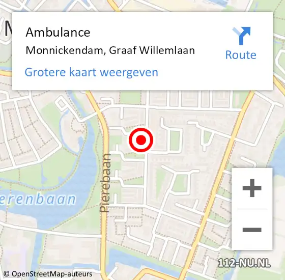 Locatie op kaart van de 112 melding: Ambulance Monnickendam, Graaf Willemlaan op 6 maart 2024 11:05