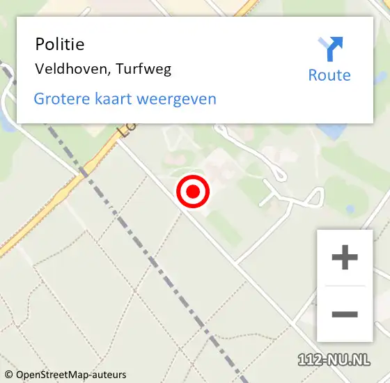 Locatie op kaart van de 112 melding: Politie Veldhoven, Turfweg op 6 maart 2024 11:28