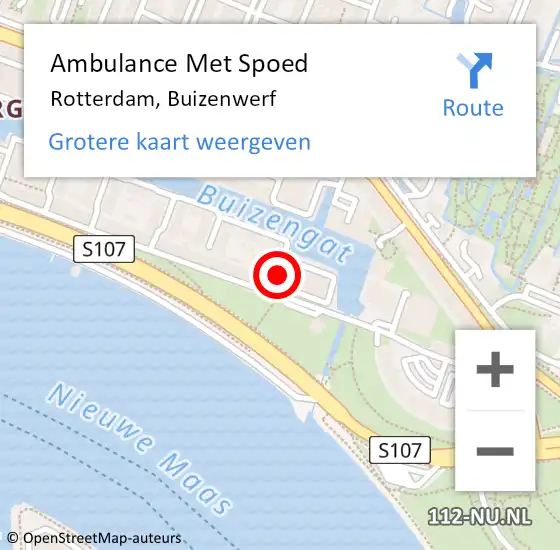 Locatie op kaart van de 112 melding: Ambulance Met Spoed Naar Rotterdam, Buizenwerf op 6 maart 2024 11:29