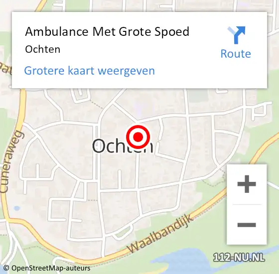 Locatie op kaart van de 112 melding: Ambulance Met Grote Spoed Naar Ochten op 6 maart 2024 11:50