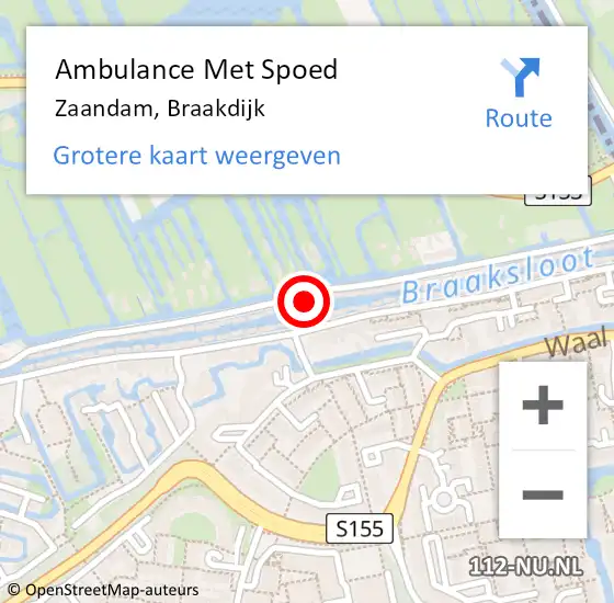 Locatie op kaart van de 112 melding: Ambulance Met Spoed Naar Zaandam, Braakdijk op 6 maart 2024 11:52