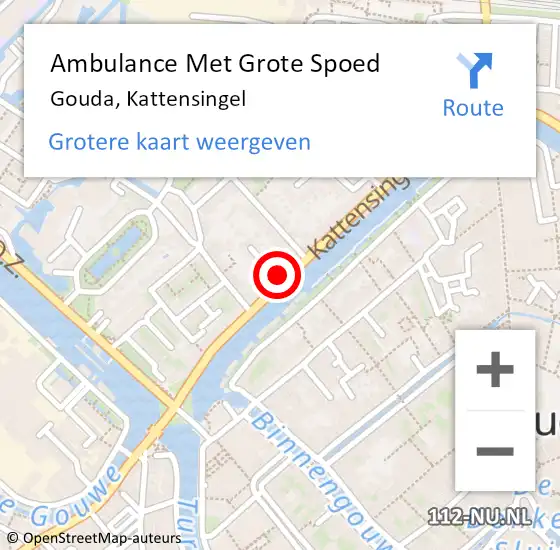 Locatie op kaart van de 112 melding: Ambulance Met Grote Spoed Naar Gouda, Kattensingel op 6 maart 2024 11:53