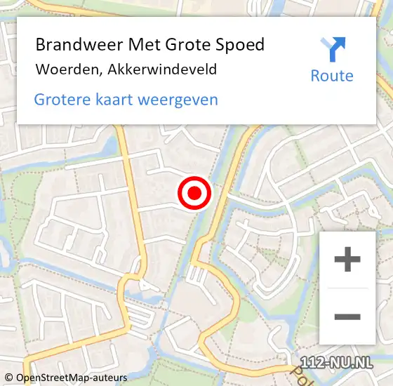 Locatie op kaart van de 112 melding: Brandweer Met Grote Spoed Naar Woerden, Akkerwindeveld op 6 maart 2024 11:55