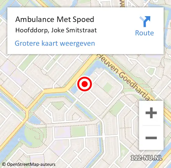 Locatie op kaart van de 112 melding: Ambulance Met Spoed Naar Hoofddorp, Joke Smitstraat op 6 maart 2024 11:57