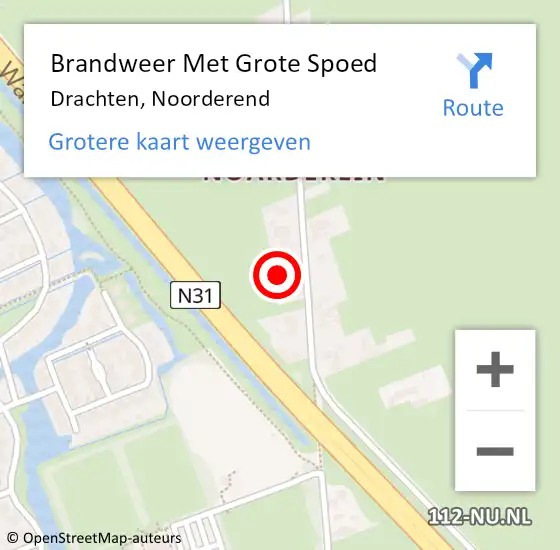 Locatie op kaart van de 112 melding: Brandweer Met Grote Spoed Naar Drachten, Noorderend op 6 maart 2024 12:07