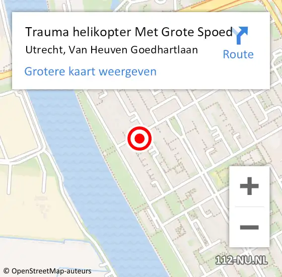 Locatie op kaart van de 112 melding: Trauma helikopter Met Grote Spoed Naar Utrecht, Van Heuven Goedhartlaan op 6 maart 2024 12:18