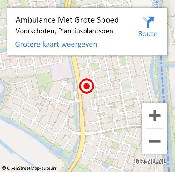 Locatie op kaart van de 112 melding: Ambulance Met Grote Spoed Naar Voorschoten, Planciusplantsoen op 6 maart 2024 12:21