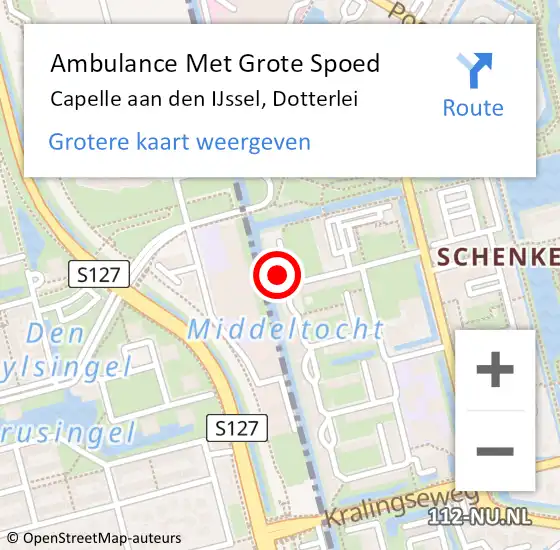 Locatie op kaart van de 112 melding: Ambulance Met Grote Spoed Naar Capelle aan den IJssel, Dotterlei op 6 maart 2024 12:23