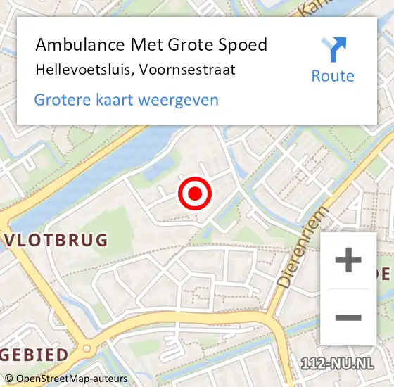 Locatie op kaart van de 112 melding: Ambulance Met Grote Spoed Naar Hellevoetsluis, Voornsestraat op 6 maart 2024 12:27
