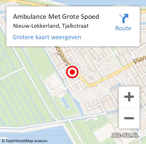 Locatie op kaart van de 112 melding: Ambulance Met Grote Spoed Naar Nieuw-Lekkerland, Tjalkstraat op 6 maart 2024 12:33