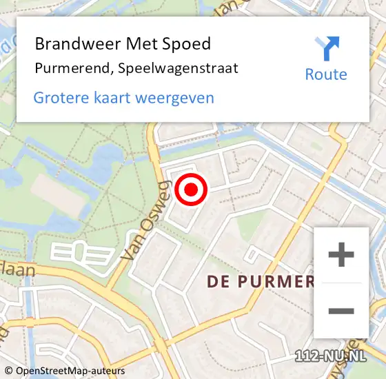 Locatie op kaart van de 112 melding: Brandweer Met Spoed Naar Purmerend, Speelwagenstraat op 6 maart 2024 12:41