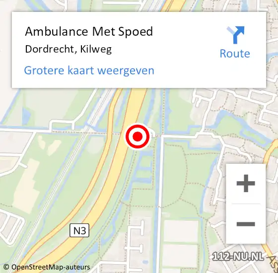 Locatie op kaart van de 112 melding: Ambulance Met Spoed Naar Dordrecht, Kilweg op 6 maart 2024 12:44