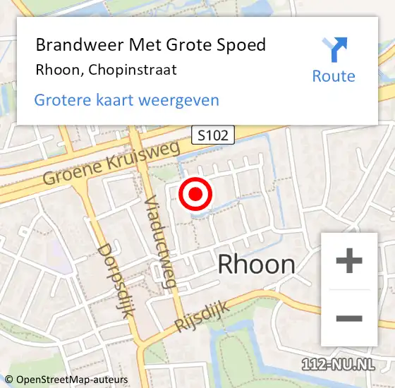 Locatie op kaart van de 112 melding: Brandweer Met Grote Spoed Naar Rhoon, Chopinstraat op 6 maart 2024 12:52