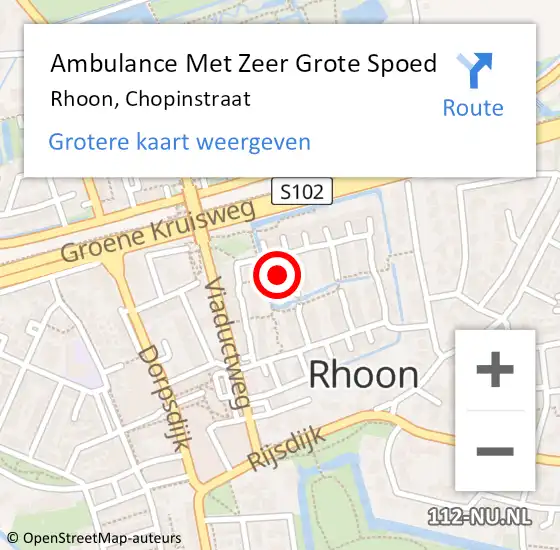 Locatie op kaart van de 112 melding: Ambulance Met Zeer Grote Spoed Naar Rhoon, Chopinstraat op 6 maart 2024 12:52