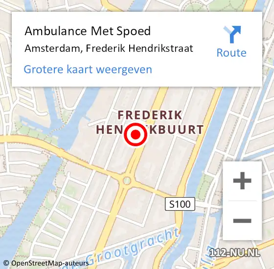 Locatie op kaart van de 112 melding: Ambulance Met Spoed Naar Amsterdam, Frederik Hendrikstraat op 6 maart 2024 12:56