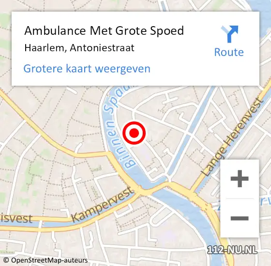 Locatie op kaart van de 112 melding: Ambulance Met Grote Spoed Naar Haarlem, Antoniestraat op 6 maart 2024 13:04