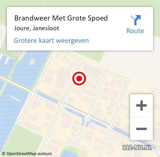 Locatie op kaart van de 112 melding: Brandweer Met Grote Spoed Naar Joure, Janesloot op 6 maart 2024 13:15