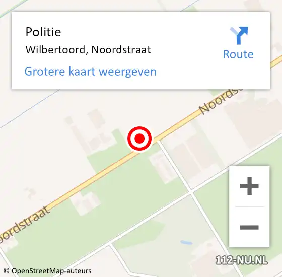 Locatie op kaart van de 112 melding: Politie Wilbertoord, Noordstraat op 6 maart 2024 13:16