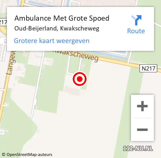 Locatie op kaart van de 112 melding: Ambulance Met Grote Spoed Naar Oud-Beijerland, Kwakscheweg op 6 maart 2024 13:25