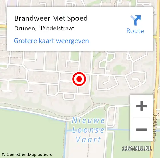 Locatie op kaart van de 112 melding: Brandweer Met Spoed Naar Drunen, Händelstraat op 6 maart 2024 13:35