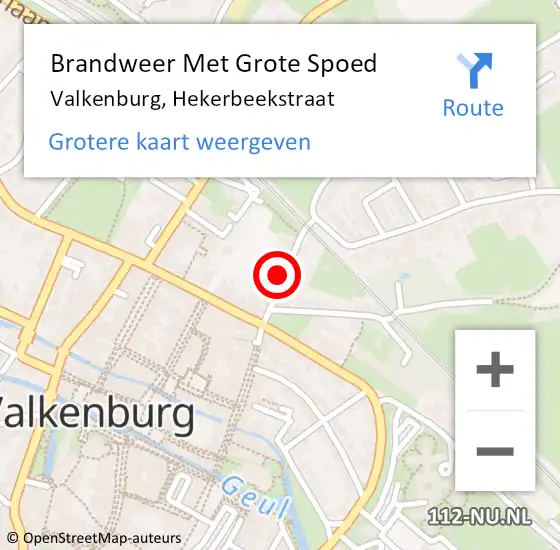 Locatie op kaart van de 112 melding: Brandweer Met Grote Spoed Naar Valkenburg, Hekerbeekstraat op 6 maart 2024 13:41