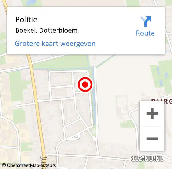 Locatie op kaart van de 112 melding: Politie Boekel, Dotterbloem op 6 maart 2024 14:02