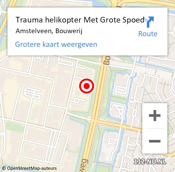Locatie op kaart van de 112 melding: Trauma helikopter Met Grote Spoed Naar Amstelveen, Bouwerij op 6 maart 2024 14:17
