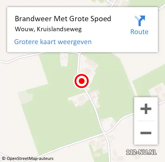 Locatie op kaart van de 112 melding: Brandweer Met Grote Spoed Naar Wouw, Kruislandseweg op 6 maart 2024 14:25