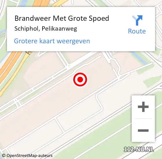 Locatie op kaart van de 112 melding: Brandweer Met Grote Spoed Naar Schiphol, Pelikaanweg op 6 maart 2024 14:36