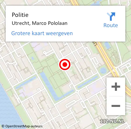 Locatie op kaart van de 112 melding: Politie Utrecht, Marco Pololaan op 6 maart 2024 14:39