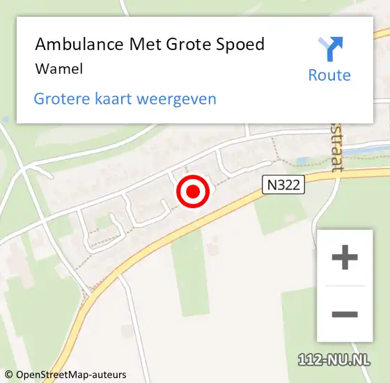 Locatie op kaart van de 112 melding: Ambulance Met Grote Spoed Naar Wamel op 6 maart 2024 15:00