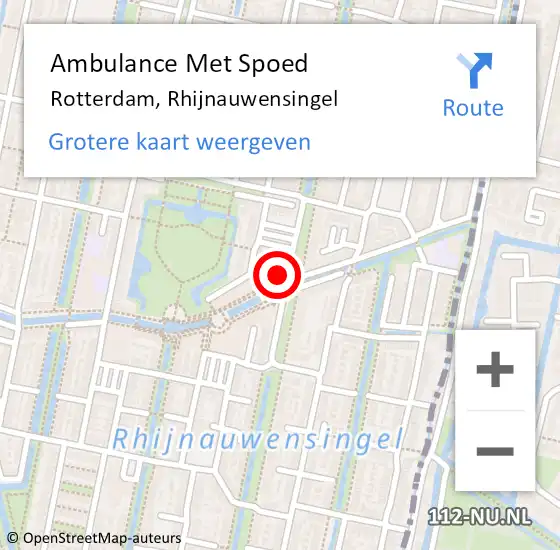 Locatie op kaart van de 112 melding: Ambulance Met Spoed Naar Rotterdam, Rhijnauwensingel op 6 maart 2024 15:14