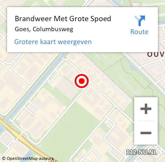 Locatie op kaart van de 112 melding: Brandweer Met Grote Spoed Naar Goes, Columbusweg op 28 september 2014 09:32