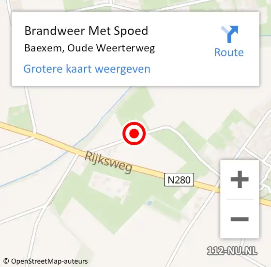 Locatie op kaart van de 112 melding: Brandweer Met Spoed Naar Baexem, Oude Weerterweg op 6 maart 2024 15:45