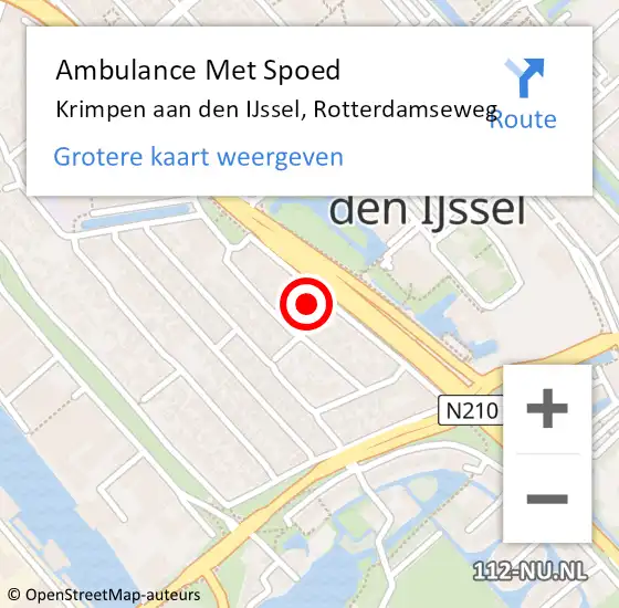 Locatie op kaart van de 112 melding: Ambulance Met Spoed Naar Krimpen aan den IJssel, Rotterdamseweg op 6 maart 2024 15:55