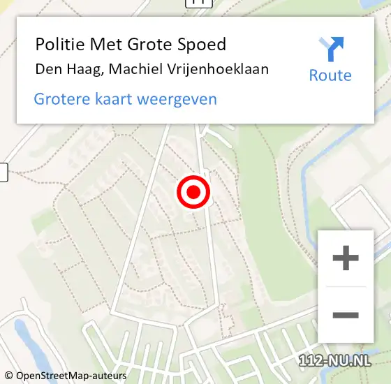 Locatie op kaart van de 112 melding: Politie Met Grote Spoed Naar Den Haag, Machiel Vrijenhoeklaan op 6 maart 2024 16:03