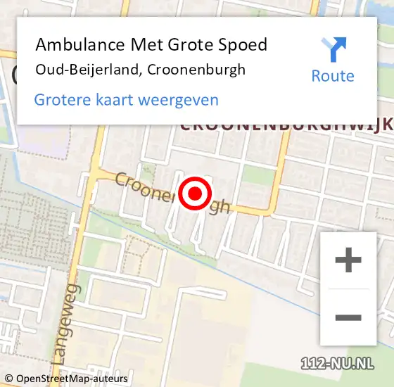 Locatie op kaart van de 112 melding: Ambulance Met Grote Spoed Naar Oud-Beijerland, Croonenburgh op 6 maart 2024 16:06